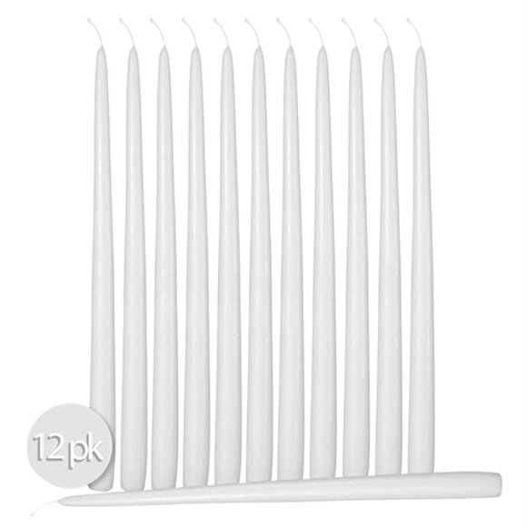 Box of 12 White Taper Candles 10"H - Picture 3 of 3